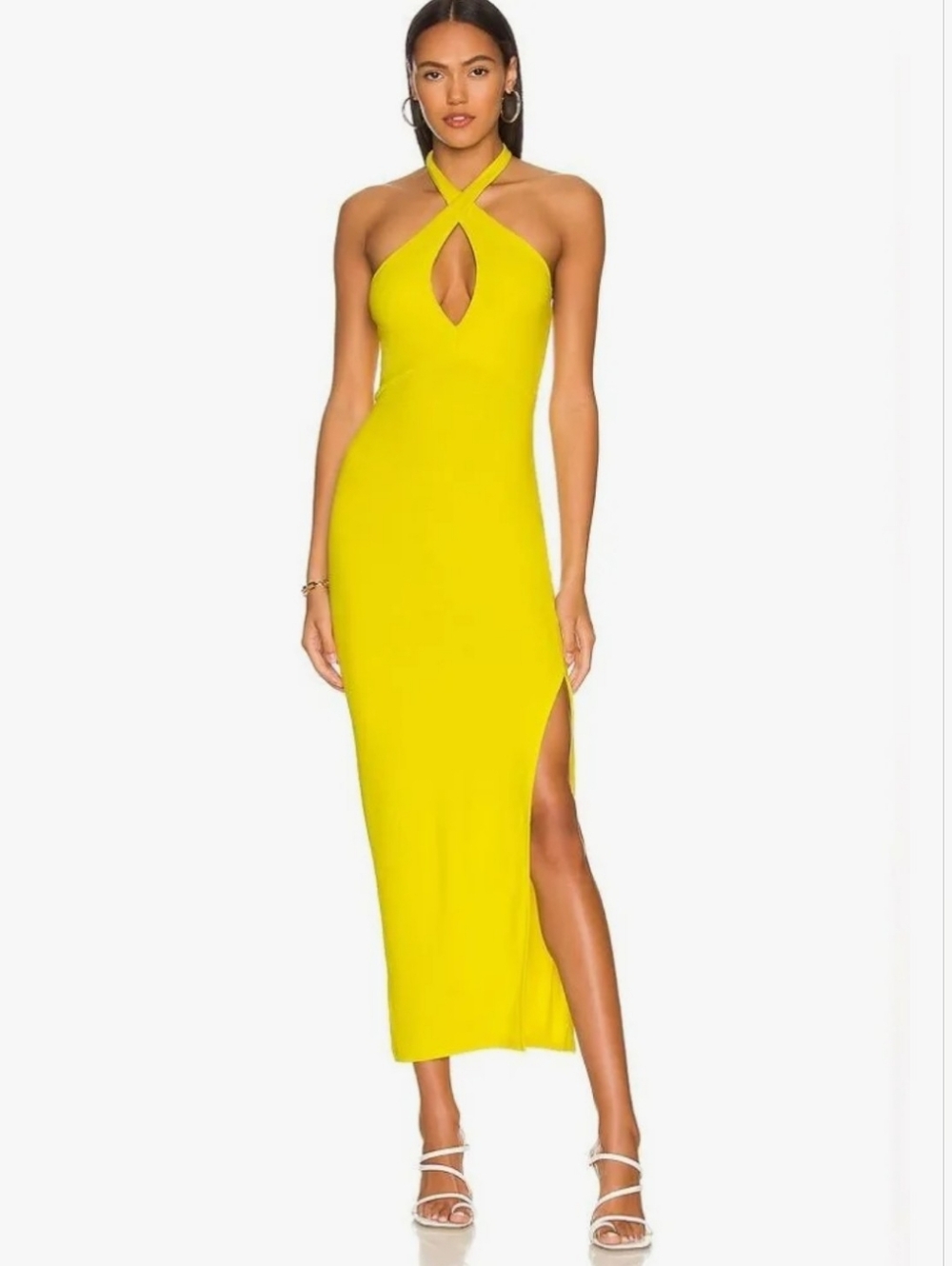 Lovers + Friends x Revolve Tyra Halter Cutout Maxi Dress in Lemon Size M
